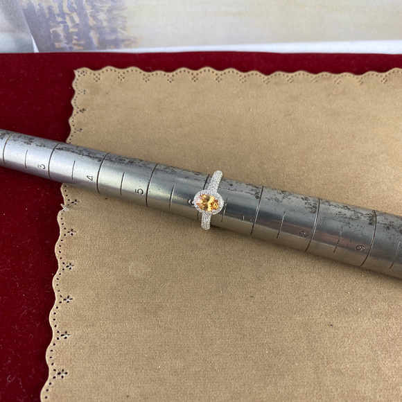 Champagne Color Sapphire & CZ's Ring size 6 - Picture 4 of 5